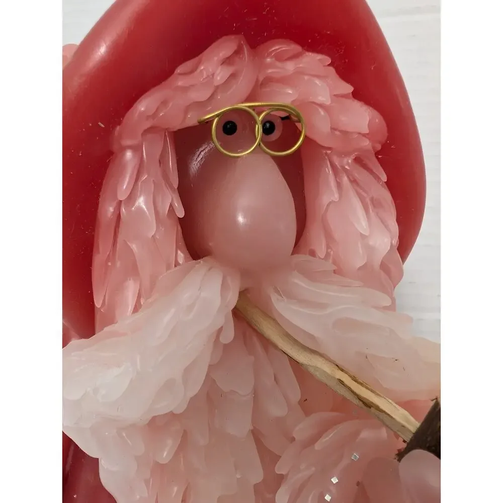 Vintage Northern Lights Fantasy Figure Santa Candle with Pipe & Gift Bag